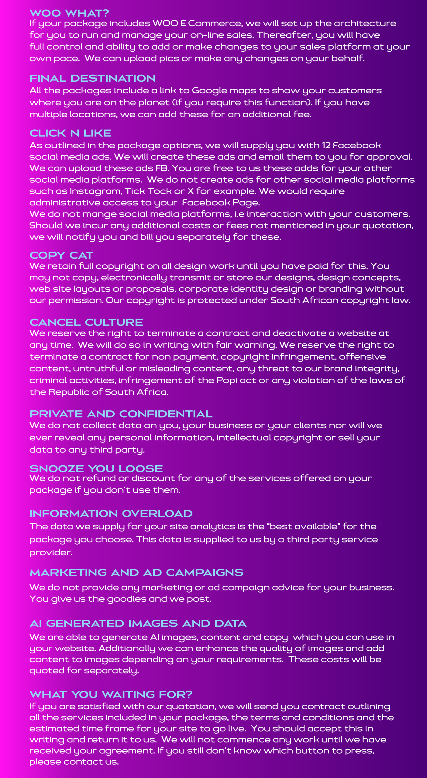 go2web.co.za - web design and hosting -web hosting - terms and conditions -t&c's